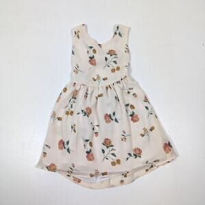 Vintage Donna Capozzi Dress Girls Size 6 Beige Floral High Low Sundress